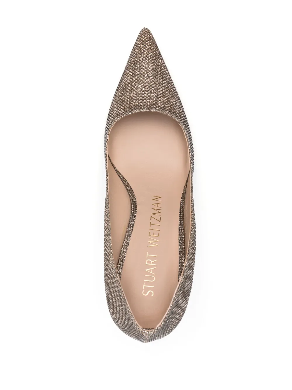 Shop Stuart Weitzman Stuart 85mm Glitter Pumps In Gold