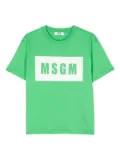 MSGM Kids logo-stamp cotton T-shirt - Green