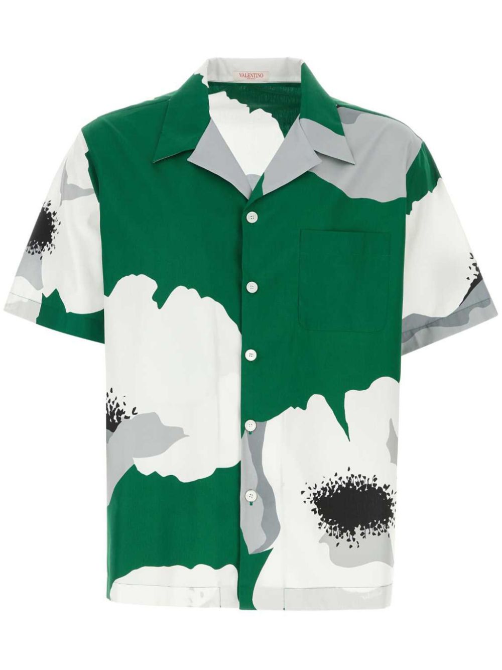 Flower Portrait-print bowling shirt