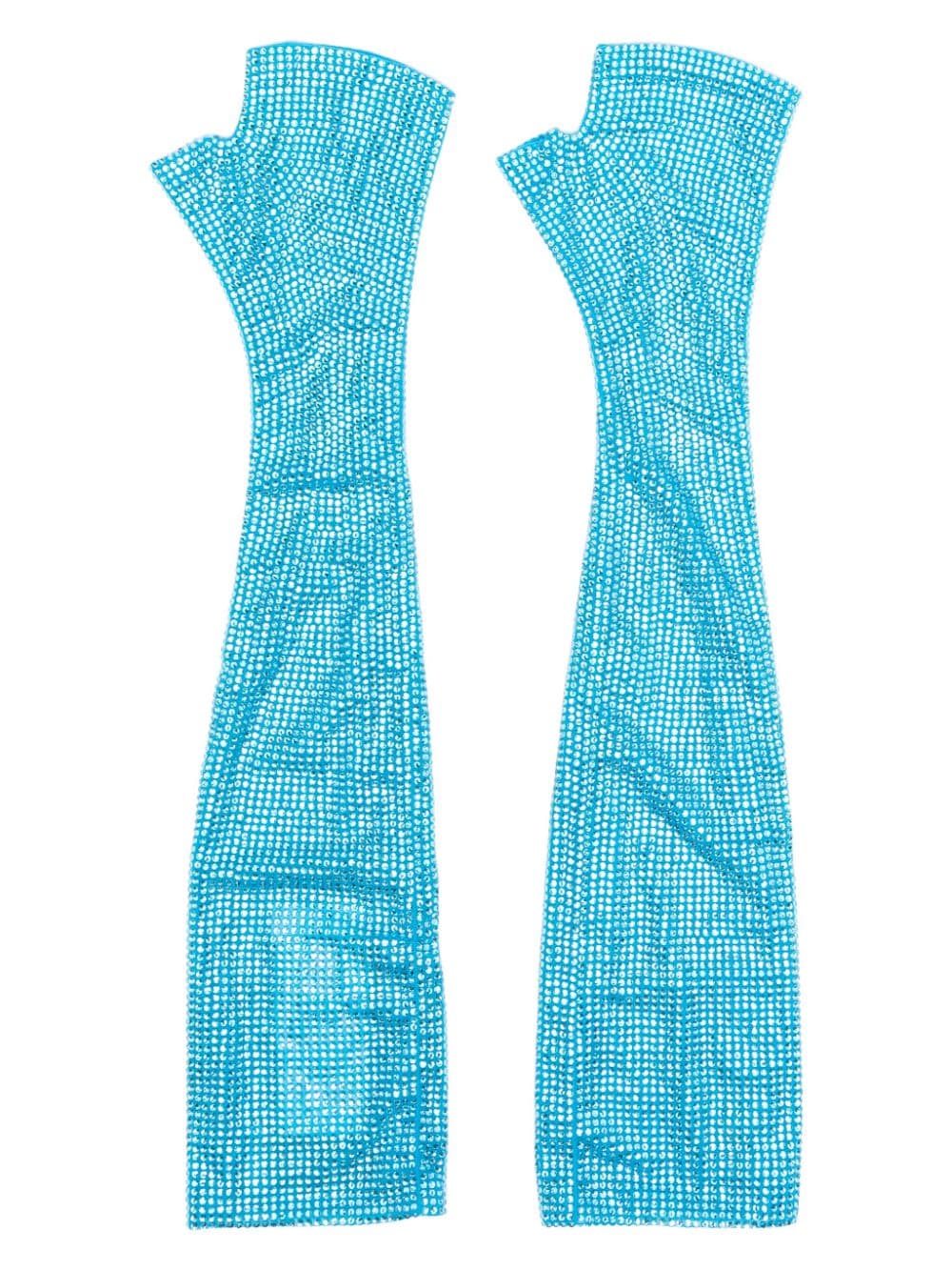 Giuseppe Di Morabito Crystal-embellished Mesh Gloves In Blue