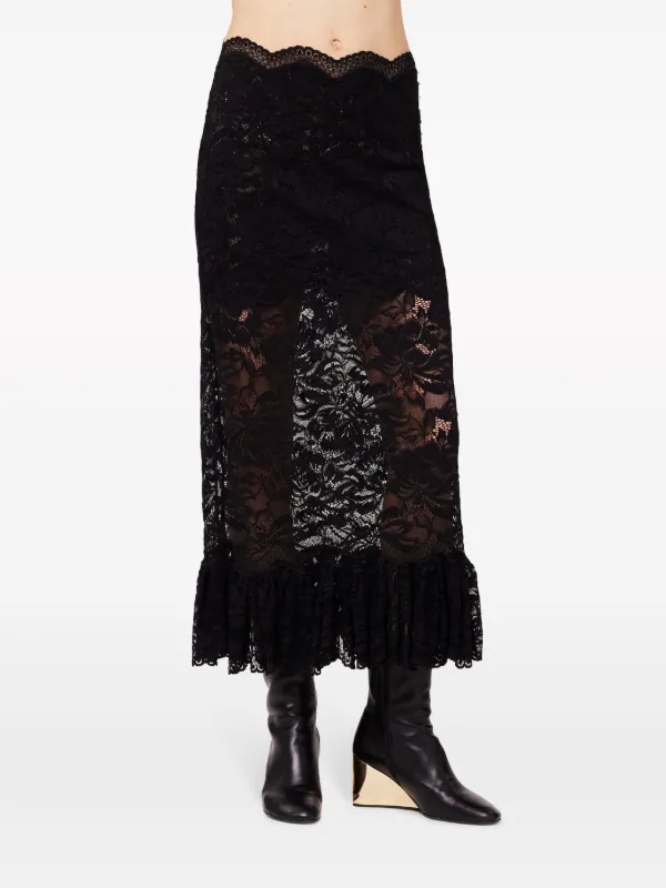 High waisted black lace skirt best sale