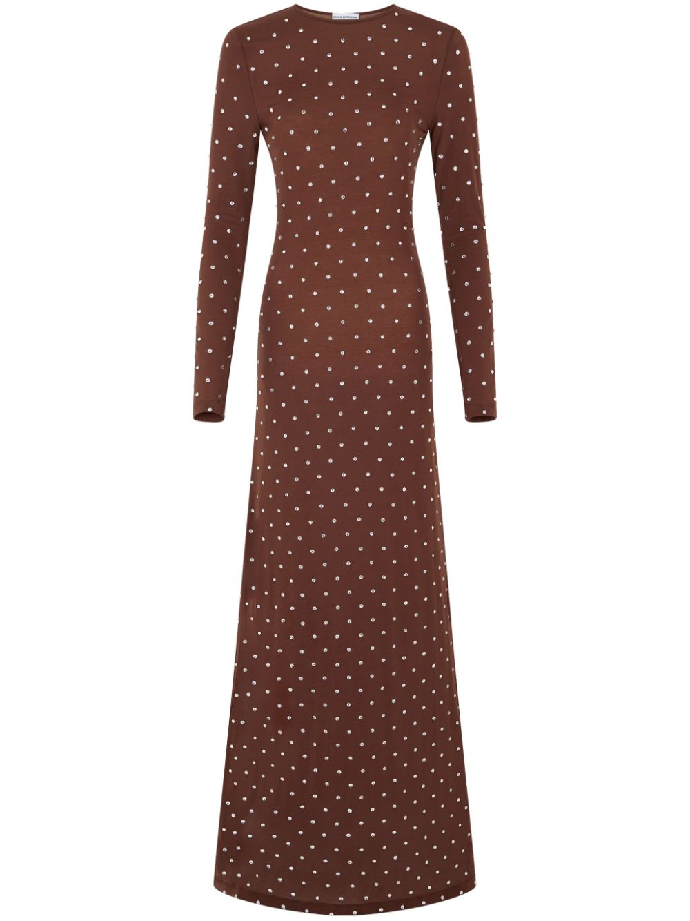 Shop Rabanne Crystal-embellished Long-sleeve Dress In Brown