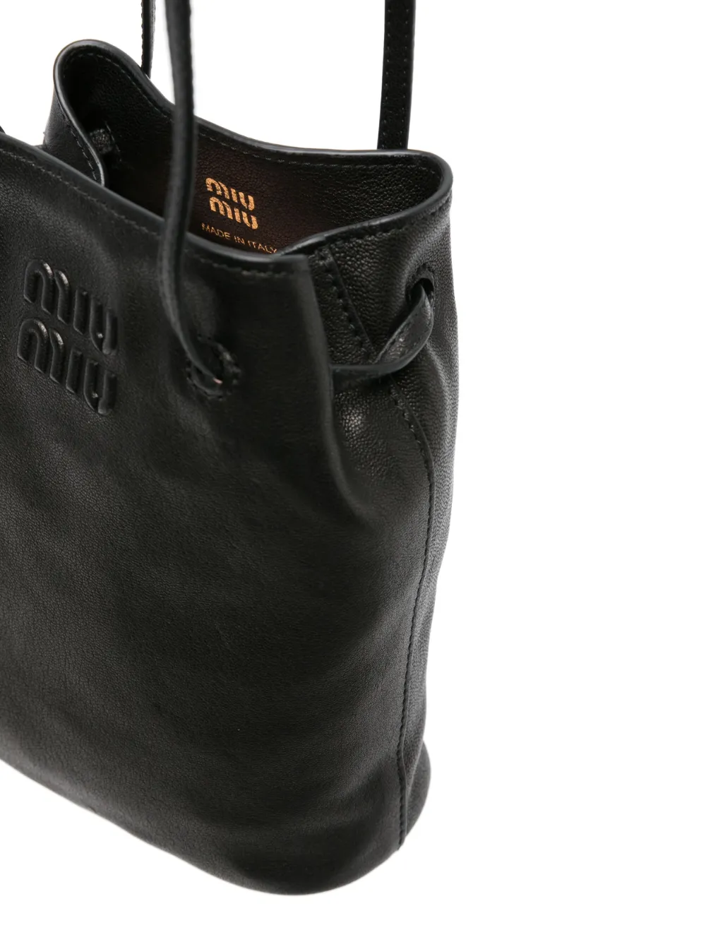 Miu Leren bucket-tas Zwart