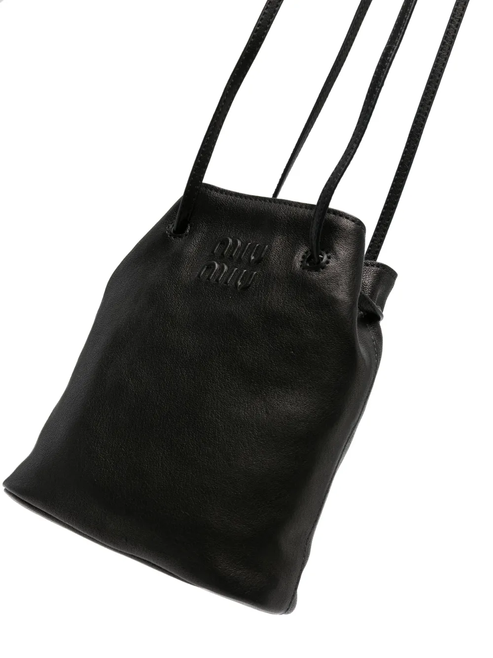 Miu Leren bucket-tas Zwart