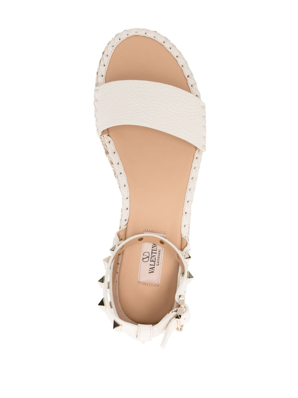 Shop Valentino Rockstud 55mm Leather Espadrilles In White
