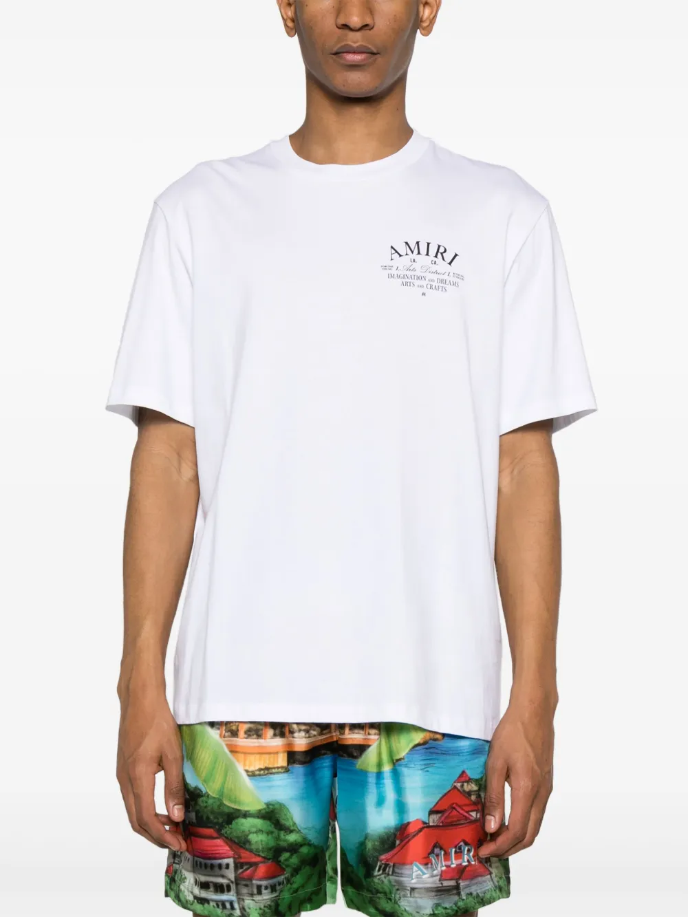 Shop Amiri District Cotton T-shirt In White