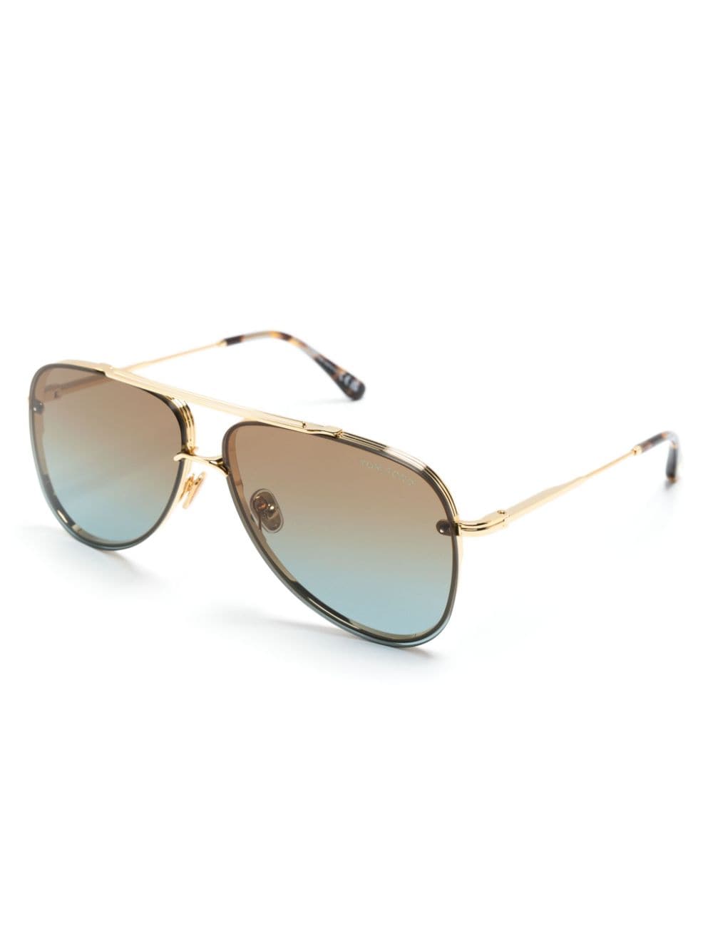 Shop Tom Ford Leon Pilot-frame Sunglasses In Gold