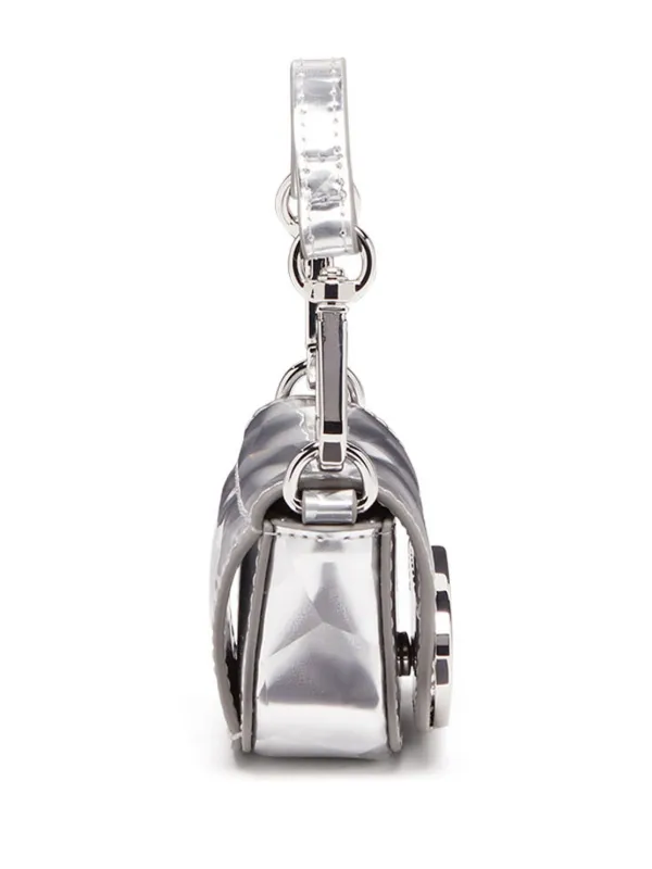Diesel 1dr Xxs メタリックレザー ショルダーバッグ | シルバー Diesel 1dr Xxs メタリックレザー ショルダーバッグ | シルバー
