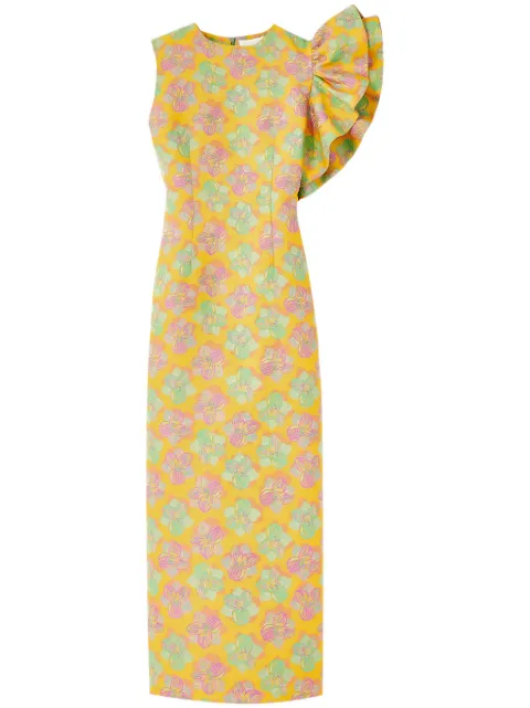 DESTREE vestido midi con hombro descubierto y estampado floral
