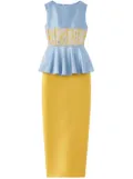 DESTREE Cy peplum-waist midi dress - Yellow
