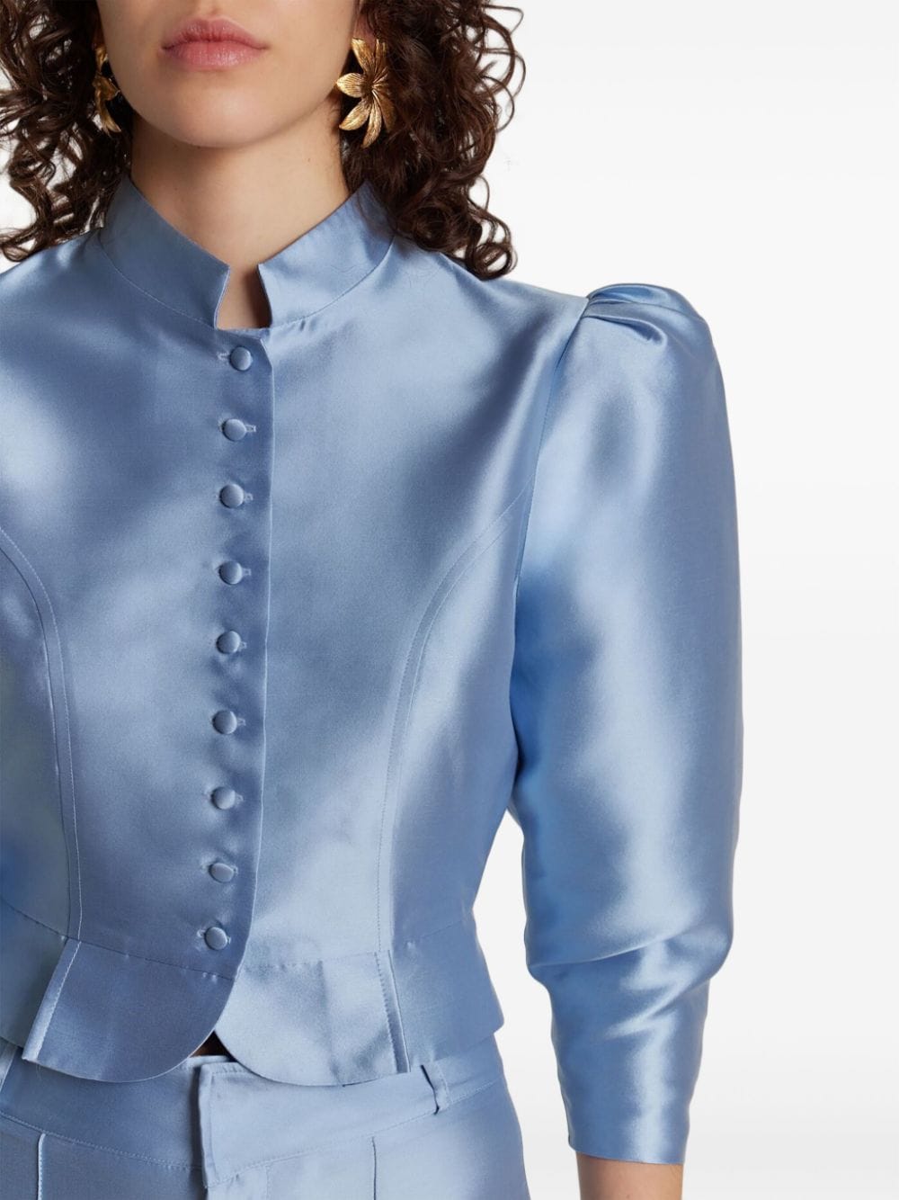 Shop D'estree Amoako Satin-weave Jacket In Blue