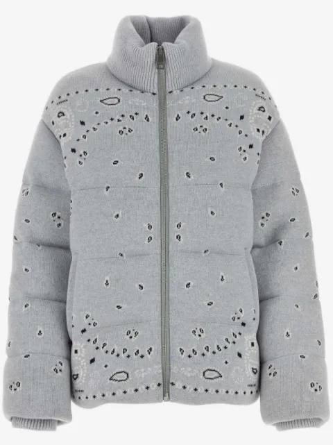 Alanui bandana-print zip-up down jacket