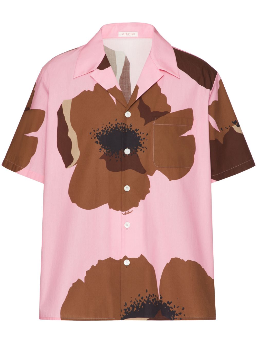 Flower Portrait-print bowling shirt