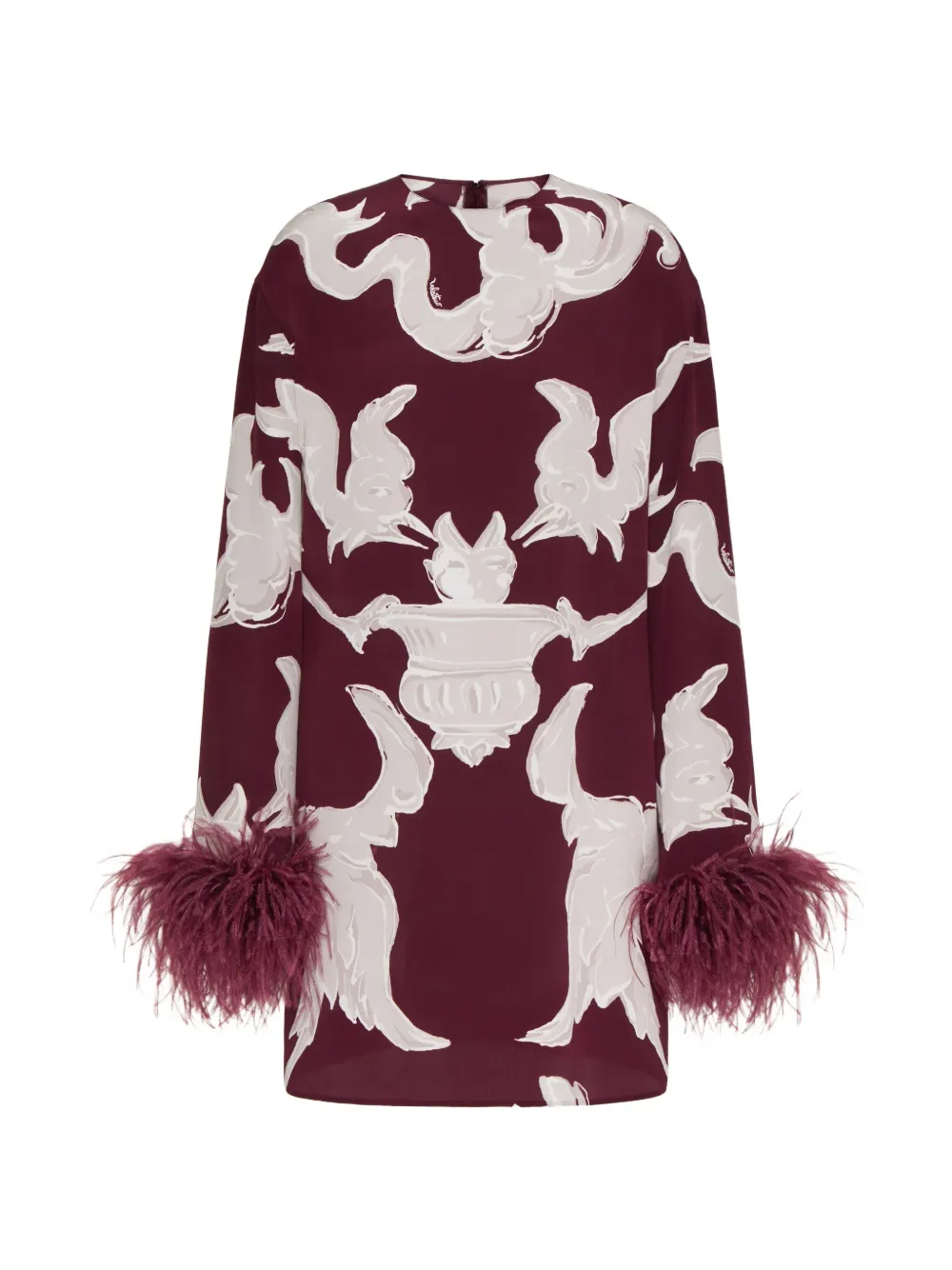 Valentino Garavani Abito midi con piume - Rosso