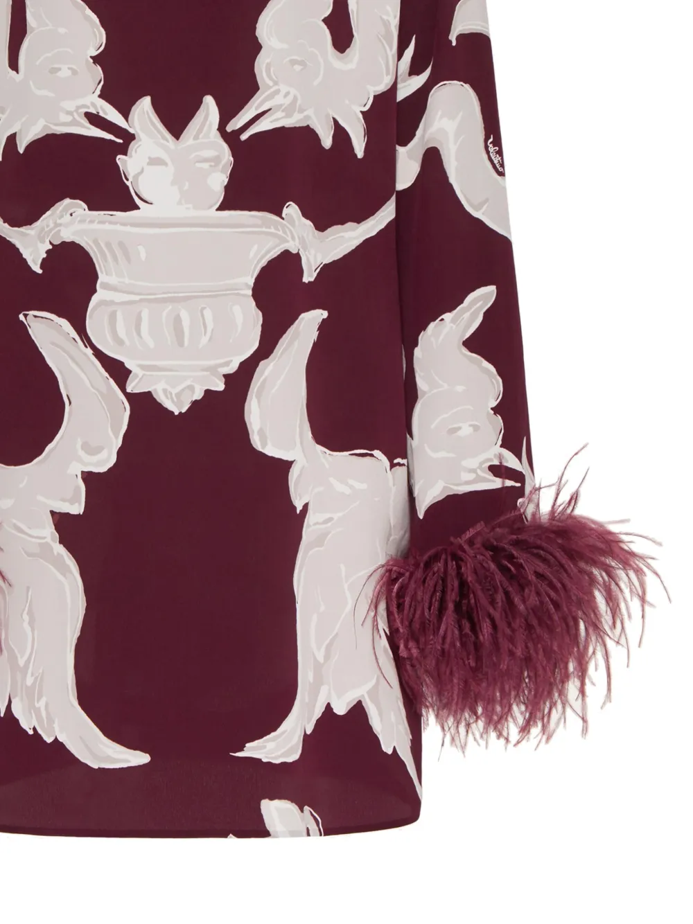 Valentino Garavani Midi-jurk verfraaid met veren Rood