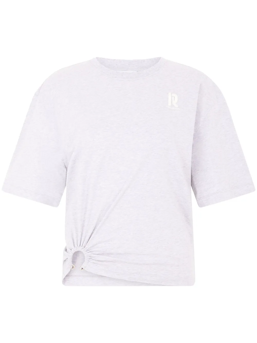 Rabanne Gathered-detail Cotton T-shirt In Grey