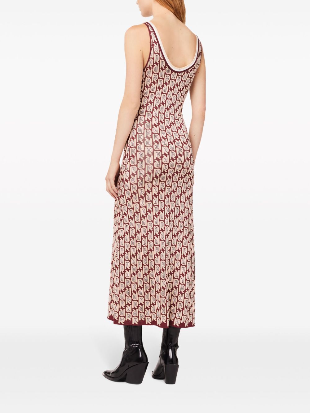 Shop Rabanne Monogram-pattern Scoop-neck Dress In Brown