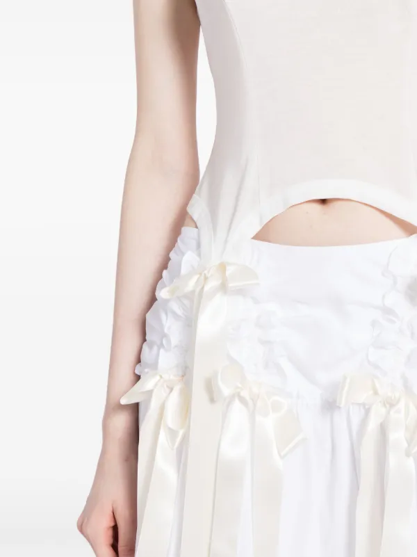 Simone Rocha Easy Bow Tails Cotton Tank Top | White | FARFETCH