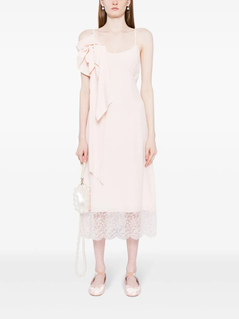 Simone Rocha Crêpe mini-jurk met bloemenpatch Roze