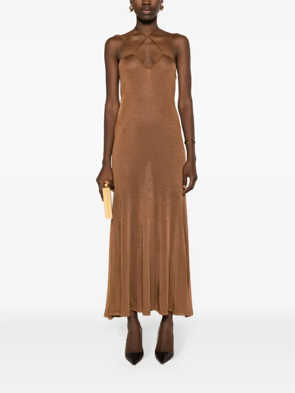 tom ford brown dress Tom Ford Halterneck Maxi Dress