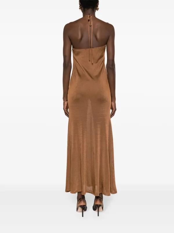 tom ford open-back halterneck maxi dress Tom Ford Open-Back Cutout Paneled Tulle And Velvet Halterneck Gown in Purple