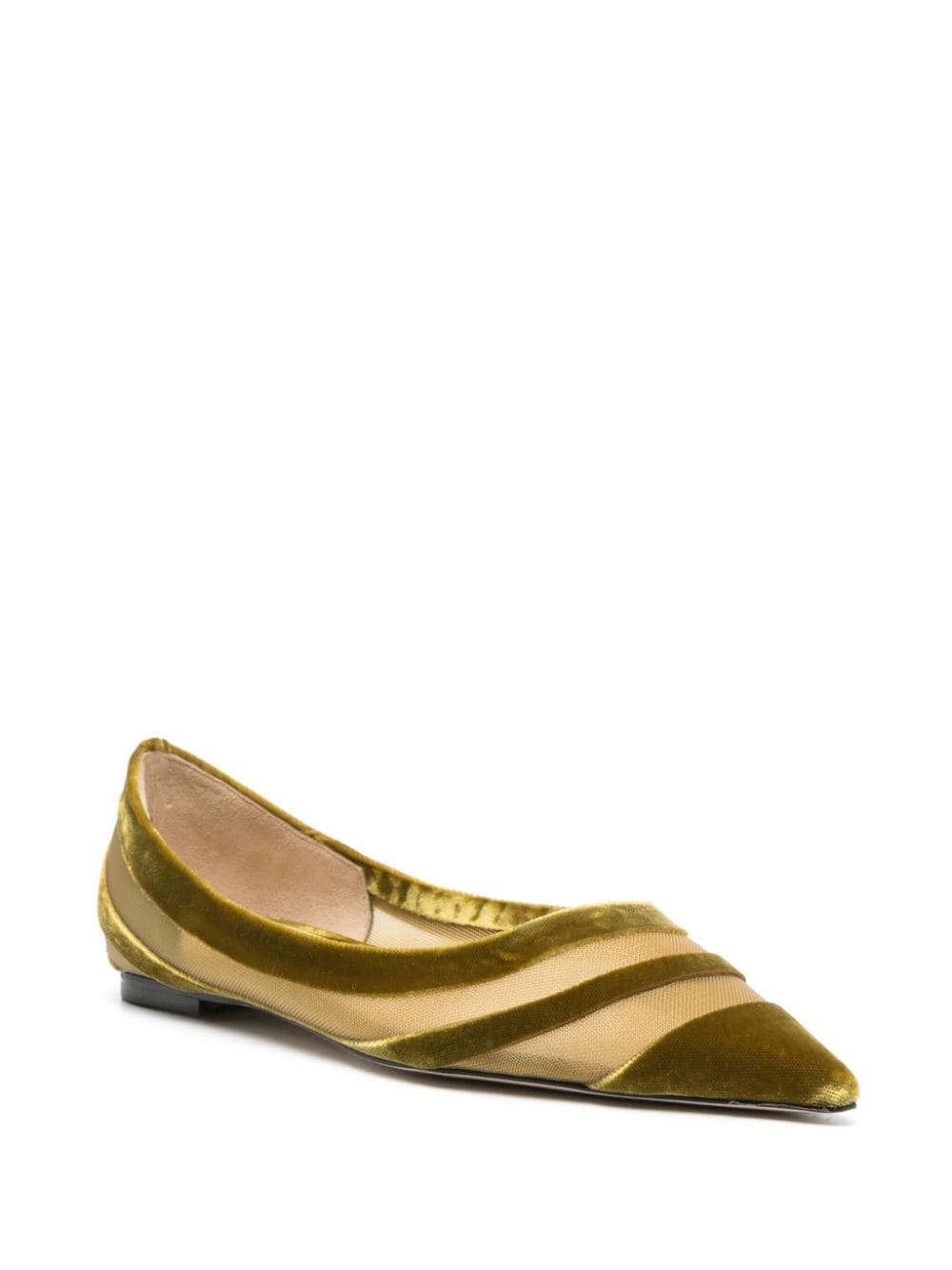 Shop Jimmy Choo Love Flocked Tulle Ballet Pumps In Green