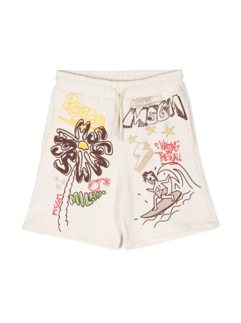 MSGM Kids graphic-print cotton shorts