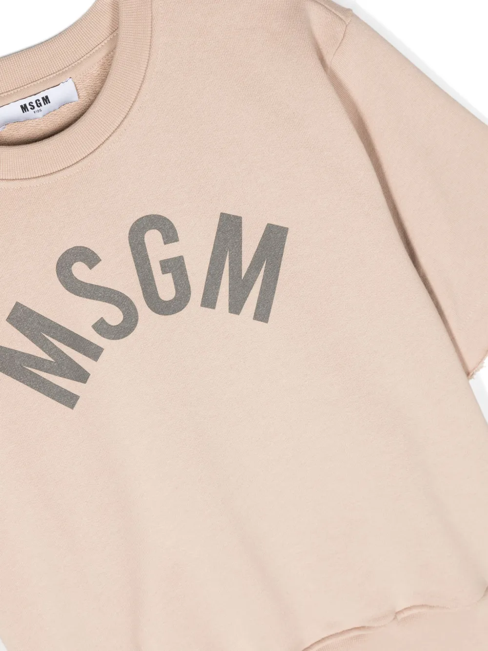 MSGM Kids Katoenen sweater met logoprint Beige