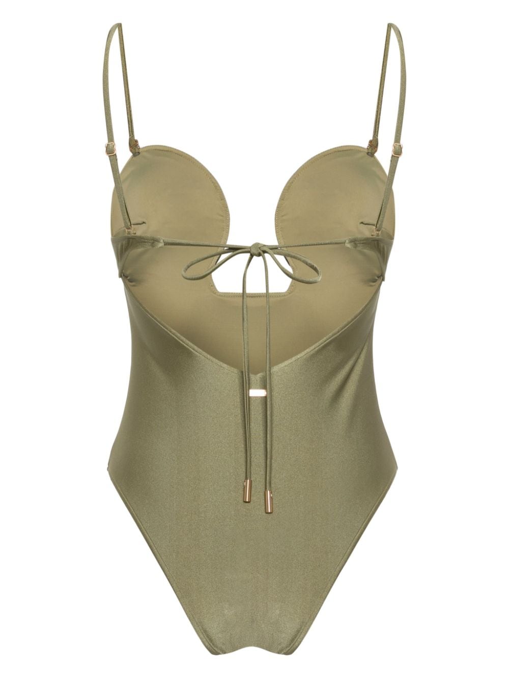 Shop Cult Gaia Celia Wired-neckline Swimsuit In Green