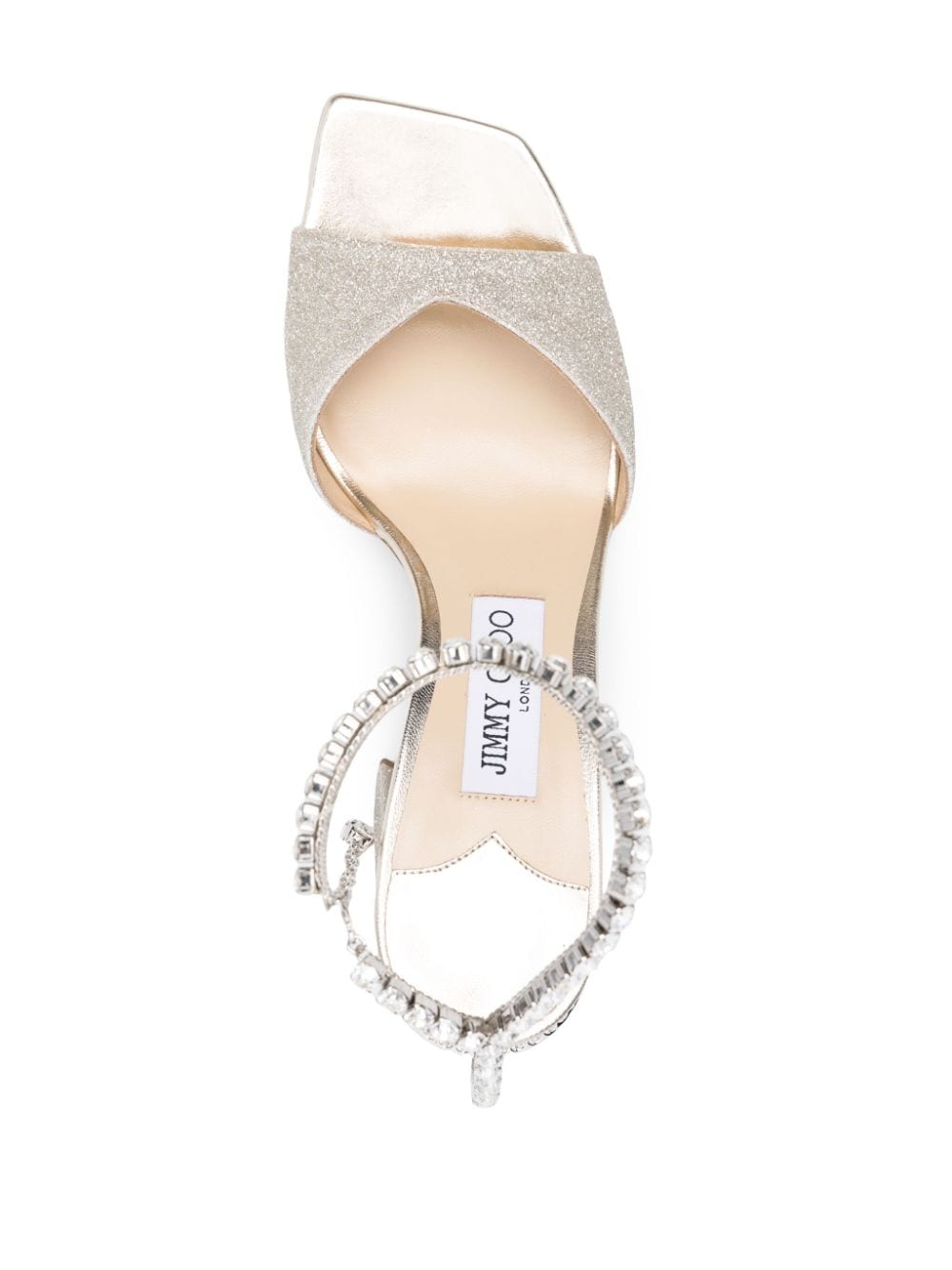 Shop Jimmy Choo Saeda 85mm Glitter Sandals In Silver