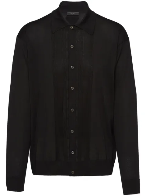 Prada spread-collar silk cardigan 