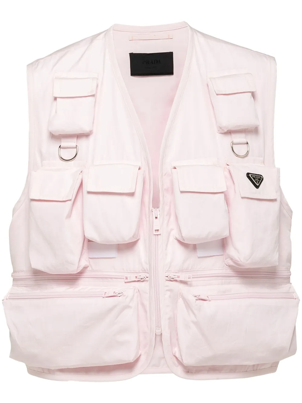 Shop Prada Multi-pocket Cotton Gilet In Pink