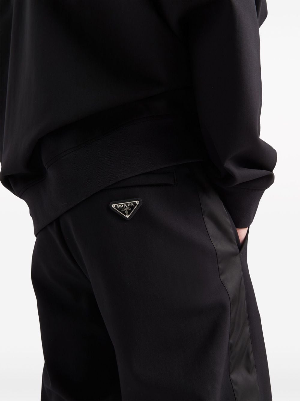 Shop Prada Logo-triangle Side-stripe Track Pants In Black