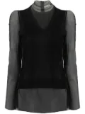 Undercover layered high-neck sheer top - Black
