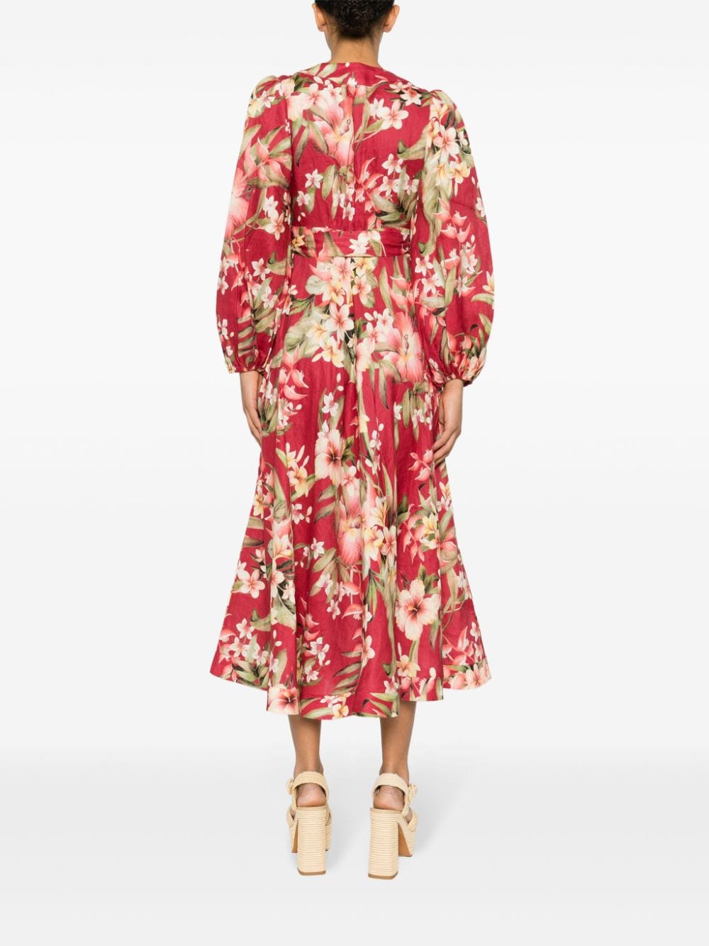 Shop Zimmermann Lexi Floral-print Wrap Dress In Red