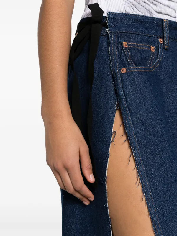 Wrap jeans midi skirt top