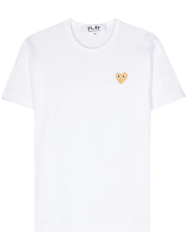 Comme Des Garcons Play heart patch Cotton T shirt White FARFETCH AZ