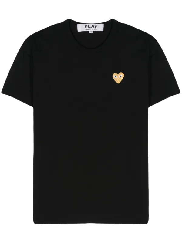 Comme Des Garcons Play heart patch Cotton T shirt Black FARFETCH HK