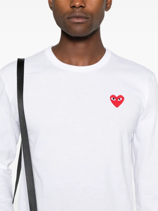 Comme Des Garçons Play Appliqué long-sleeve T-shirt | White | FARFETCH