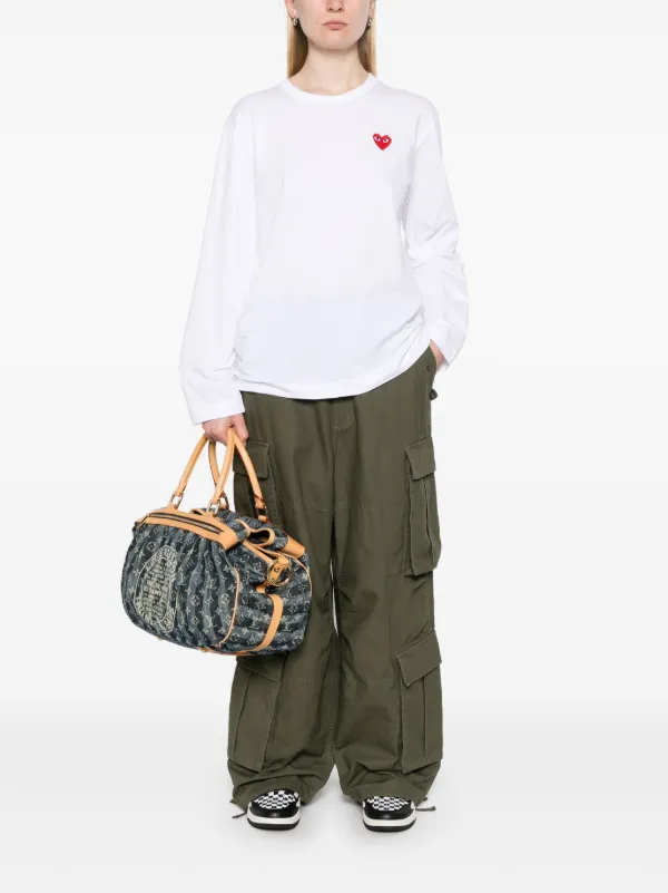Comme Des Garçons Play Camiseta Mangas Longas Com Aplicação