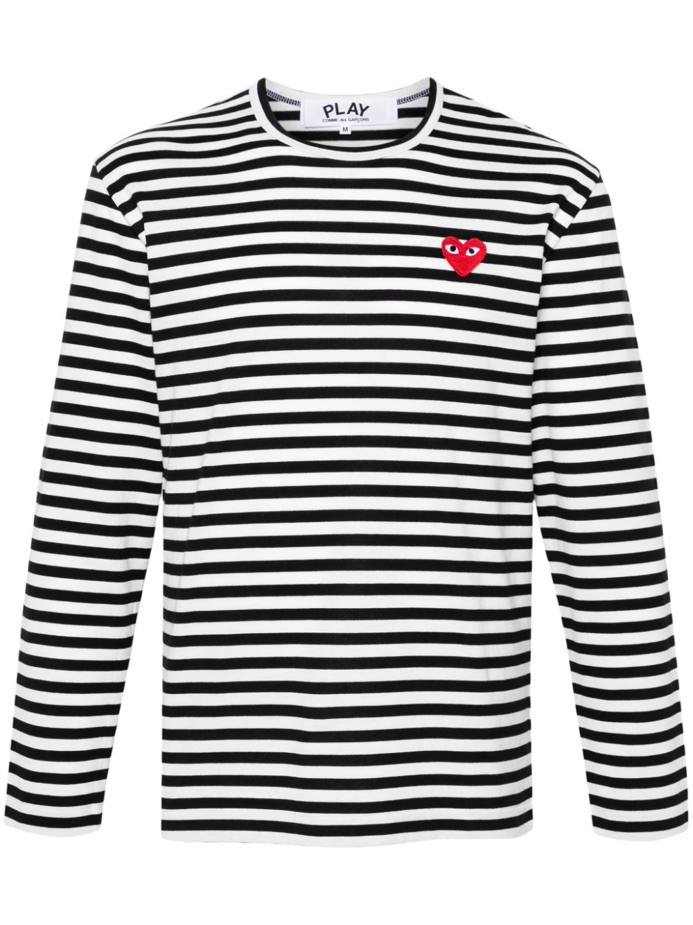 Comme Des Garcons Play Gestreept Katoenen T shirt Met Hartpatch Zwart FARFETCH NL