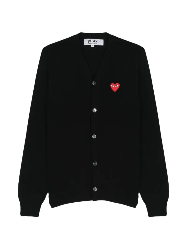Comme Des Garçons Play ハートパッチ Vネックカーディガン | ブラック