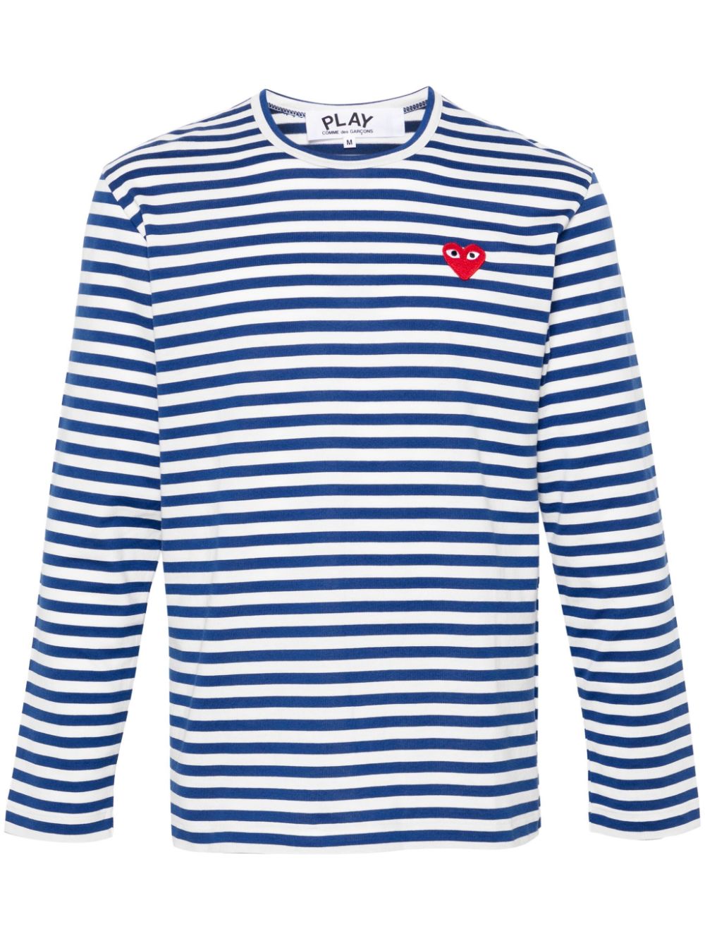 Comme Des Garçons Play Gestreept katoenen T-shirt met hartpatch Blauw