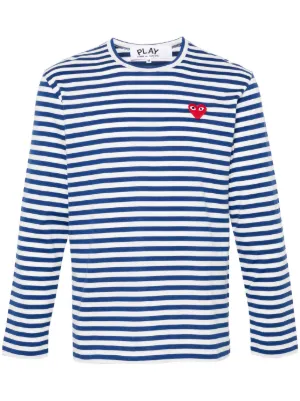 Comme Des Garçons Play ストライプ ハートパッチ Tシャツ | ブラック