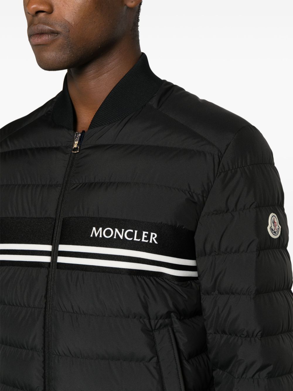 Shop Moncler Mounier Quilted Bomber Jacket In Black