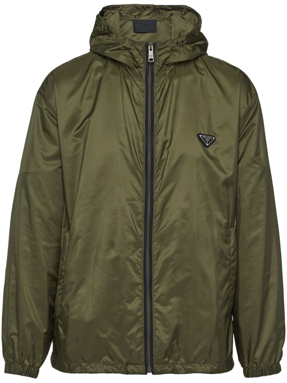 Prada Re-nylon Hooded Jacket In Green