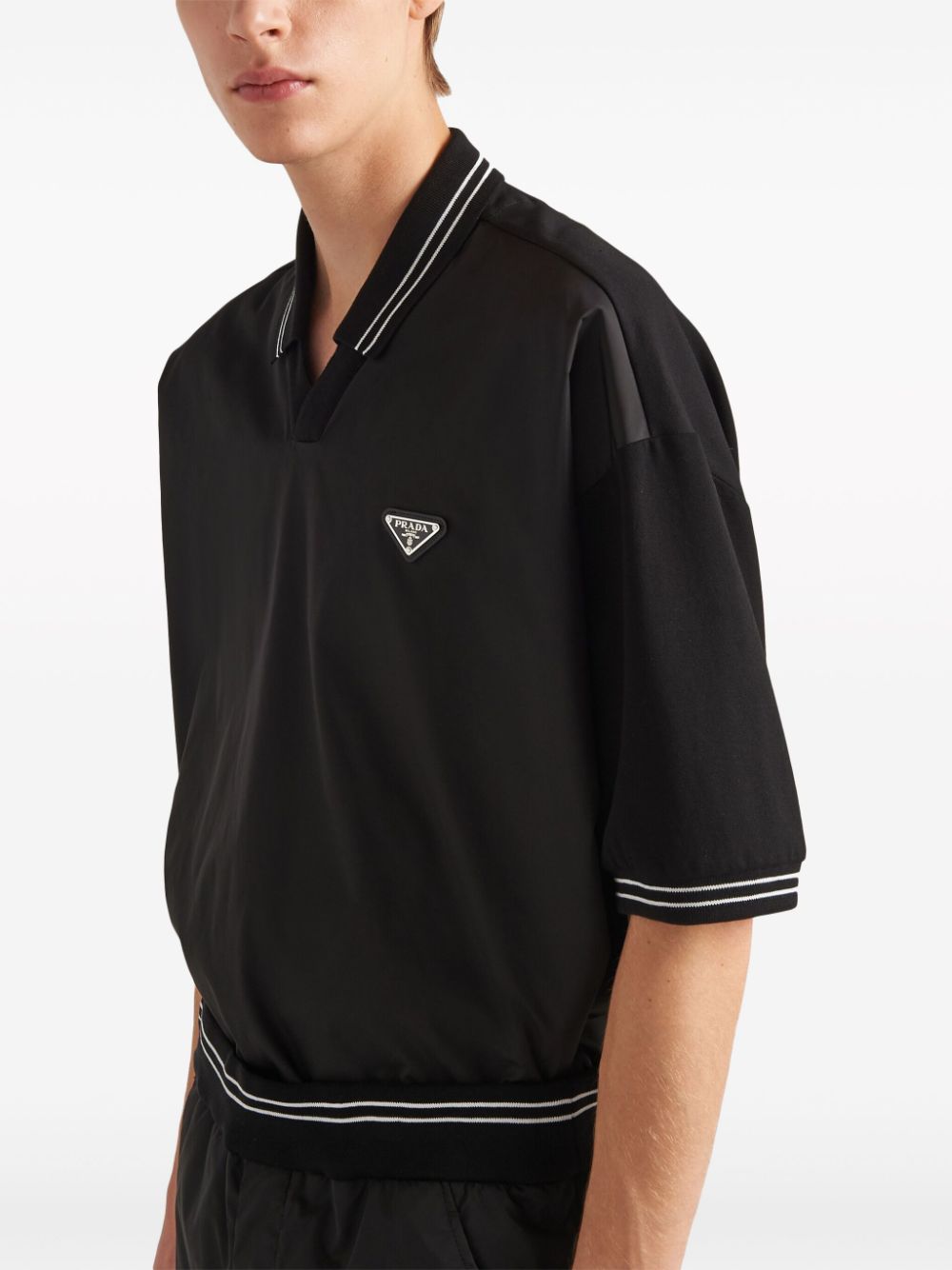 Prada Poloshirt met logoplakkaat en piqué afwerking Zwart