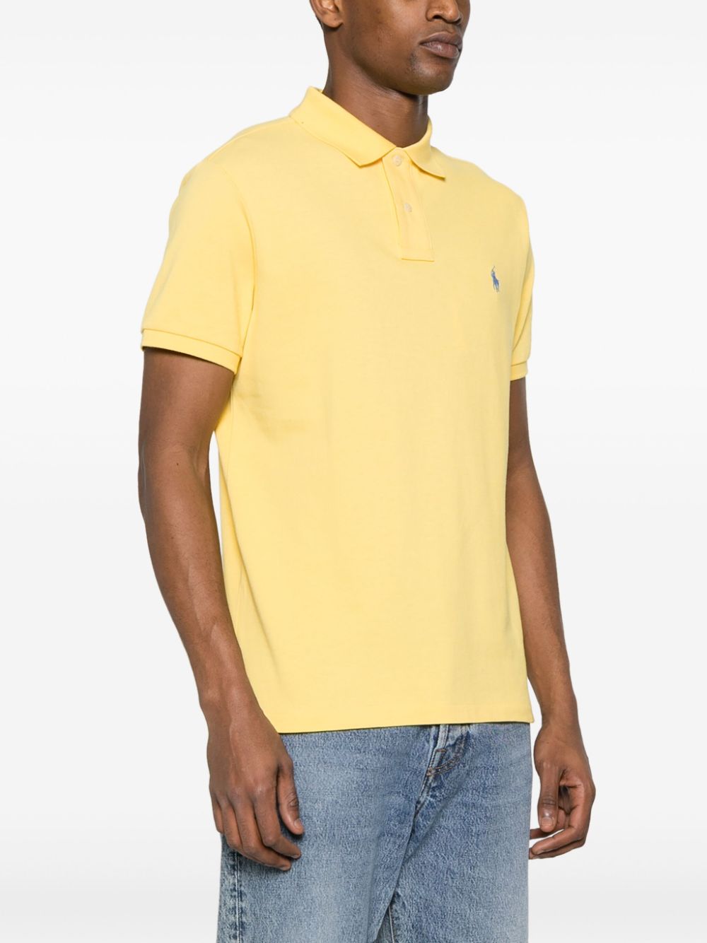 Shop Polo Ralph Lauren Polo-pony-embroidery Polo Shirt In Yellow