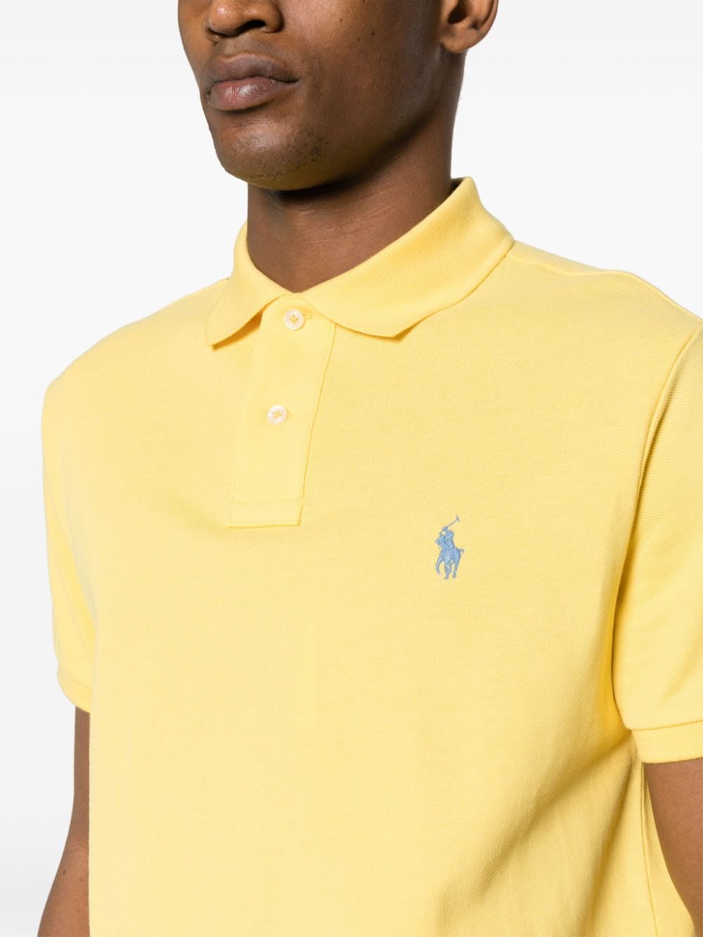 Shop Polo Ralph Lauren Polo-pony-embroidery Polo Shirt In Yellow