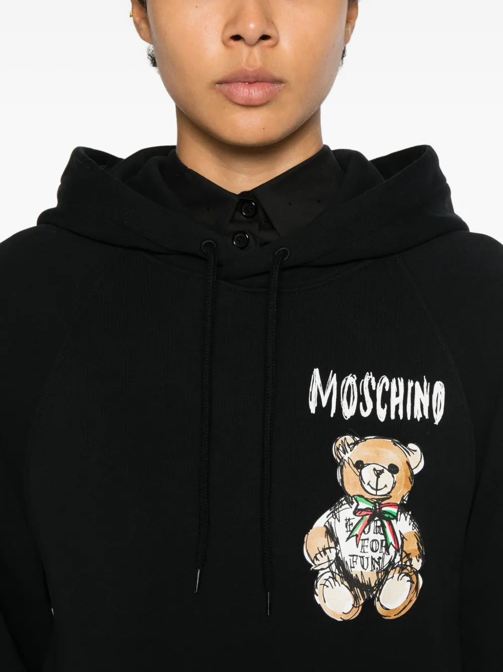 Moschino Hoodie met teddybeerprint Zwart